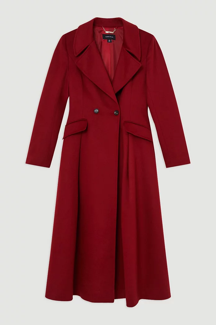 Italian Manteco Wool Blend Tailored Flared Skirt Midaxi Coat Italian Manteco Wool Blend Tailored Flared Skirt Midaxi Coat